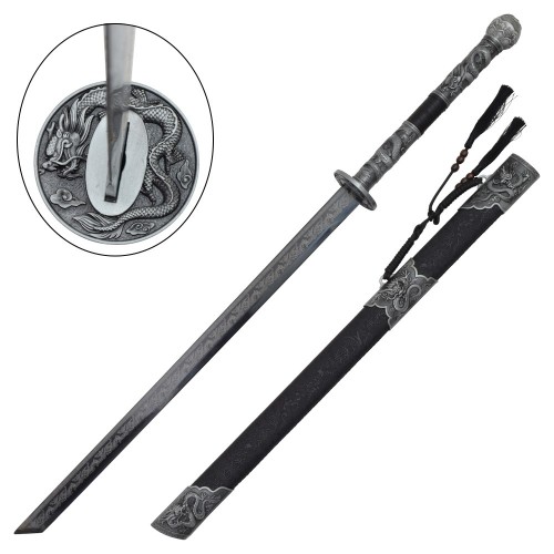 TRADITIONAL TANG DYNASTY SWORD (SILVER ACCENTS), Command attention with the bold elegance of a Tang Dynasty–inspired blade